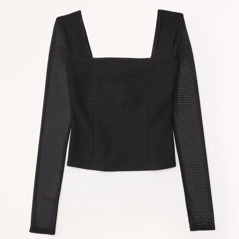 NWOT Long Sleeve Crepe Squareneck Top